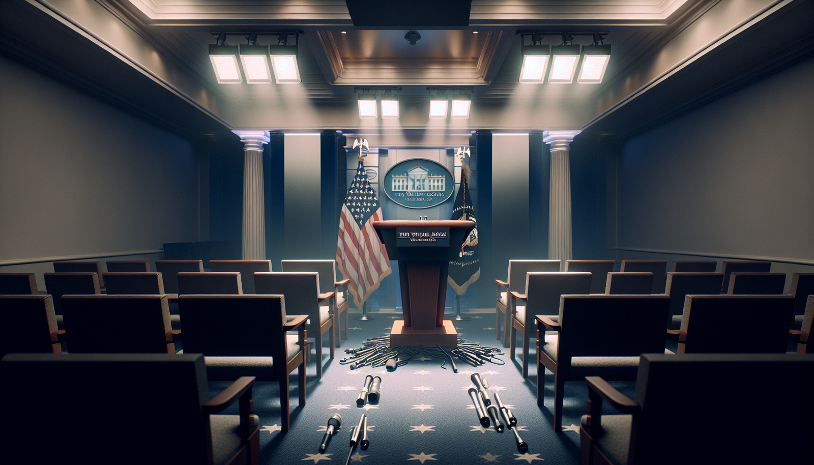 Empty White House briefing room podium